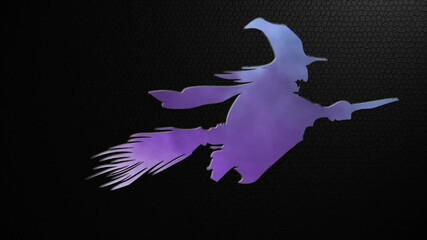 Wall Mural - flying witch silhouette cutout on black 4k loop features a silhouette of a witch flying on her broom