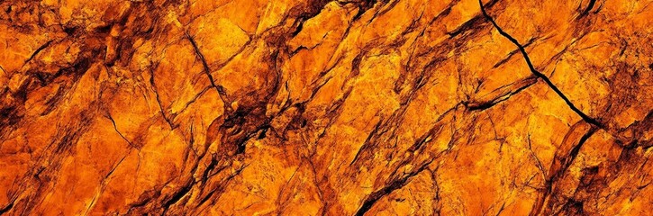 Wall Mural - Orange red brown rock texture with cracks. Rough mountain surface. Close-up. Stone background for design. Crushed broken crumbled. Web banner. Wide.