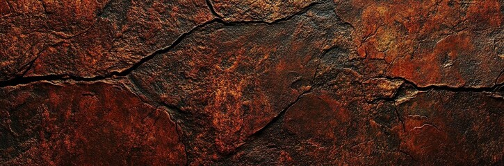 Wall Mural - Red brown rock texture. Cracked mountain surface. Close-up. Stone background with space for design. Rusty grunge backdrop.