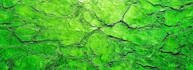 Wall Mural - Abstract bright green background. Toned rough stone texture background with copy space for design. Wide banner.