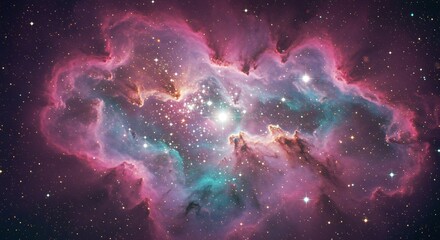 cosmic nebula-inspired textures with vibrant colors and glowing stars