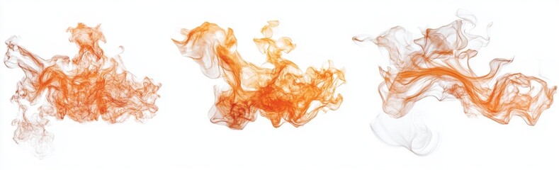 Fototapete - Orange flame wisps, studio shot, white background, design element