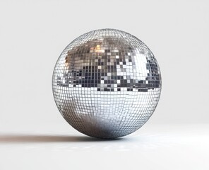 Poster - Studio shot of disco ball reflecting light on white