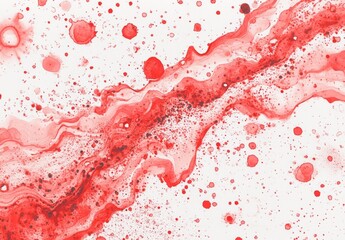 Aufkleber - Red ink abstract art, splatter, flow, white background, design