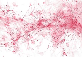 Poster - Red ink network, flowing, white background, abstract art, design element