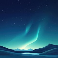Poster - Stunning northern lights illuminating a serene landscape at twilight near mountains and a calm lake. Generative AI