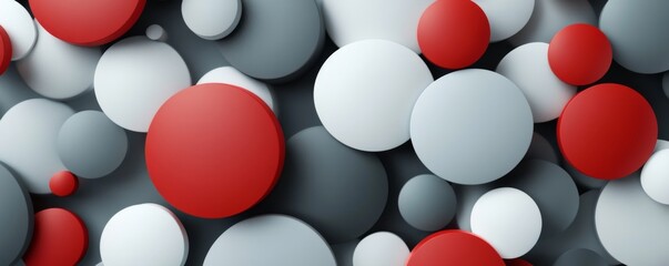 Poster - Red, gray, white circles background; abstract design