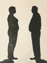 Poster - Weight loss transformation silhouette showing before and after results for a healthier lifestyle. Generative AI