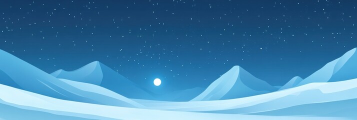 Poster - Majestic winter night landscape with snow covered mountains and bright stars in the clear sky. Generative AI