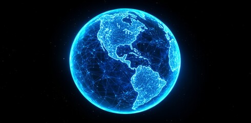 Aufkleber - Glowing Earth, Network Connections, Space, Global, Digital