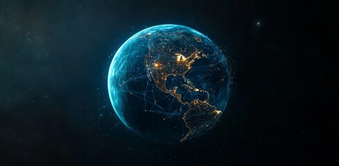 Poster - Global Network Night Earth, Space, Connections