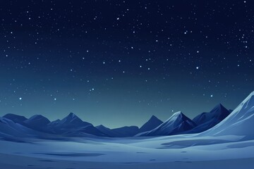 Leinwandbilder - Night sky over a snow covered mountain landscape with twinkling stars and serene atmosphere. Generative AI