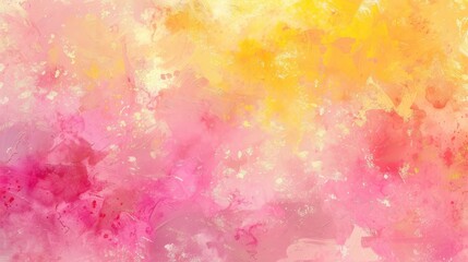 Wall Mural - Vibrant abstract watercolor painting blending warm hues of pink and yellow, ideal for artistic backgrounds or designs