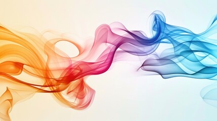 Sticker - Colorful abstract smoke waves intertwining in a serene gradient background, creating a dynamic visual flow