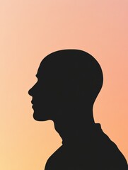 Fototapete - Silhouette of a person with bald patches against a soft gradient background during twilight hours. Generative AI