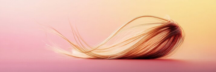 Poster - Broken strand of hair captured in macro detail revealing texture and colors at sunset. Generative AI