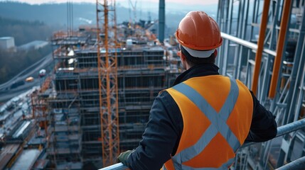 Poster - A construction worker wearing a hard hat
