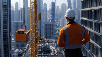 Aufkleber - Concept of progress and development, as the city continues to grow and expand