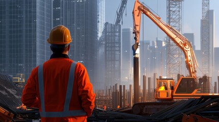 Poster - A construction worker in a yellow helmet