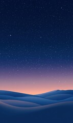 Poster - Expansive night sky over gentle hills at twilight showcasing a twinkling starry scene. Generative AI