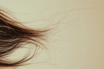 Poster - Broken strand of hair captured in macro detail against a neutral background. Generative AI