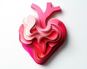 Poster - Abstract layered heart design. AI.