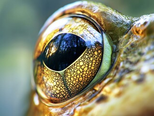 Canvas Print - Close up of a frog's eye. AI.