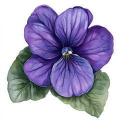 Wall Mural - Watercolor violet illustration showing delicate purple petals, vibrant nature