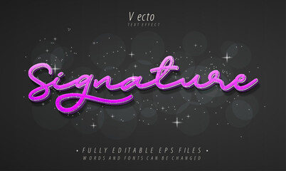 Wall Mural - signature minimalist purple text effect editable eps cc