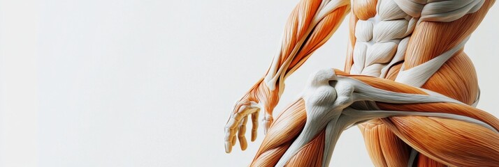 Poster - Detailed illustration of the muscular system highlighting muscle fibers and anatomical structures for educational purposes. Generative AI