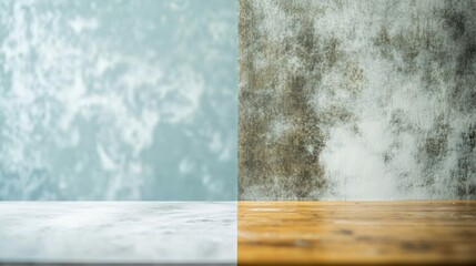 Poster - Dusty versus clean furniture surface comparison highlighting the difference in cleanliness and maintenance effectiveness. Generative AI