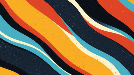 Poster - Retro Inspired Design with Bold Flowing Stripes in Vibrant Colors and Dynamic Patterns