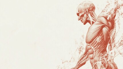 Poster - Detailed anatomical illustration of the muscular system showcasing intricate muscle fibers and structure. Generative AI