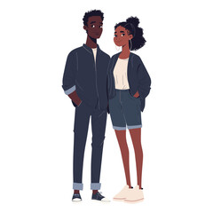 Wall Mural - A happy black couple illustration clothing fashionable vector