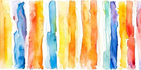 Poster - A colorful painting of a rainbow with a white background