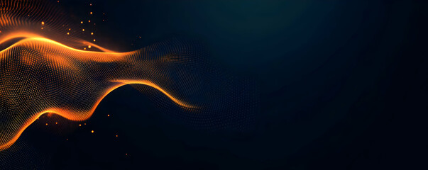 Poster - Abstract wave patterns with glowing particles on a dark background