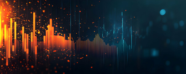 Poster - Abstract soundwave visualization with vibrant colors and glowing particles