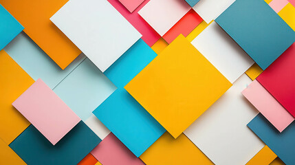 Fototapete - Vibrant Abstract Geometric Shapes in Dynamic Arrangement with Vivid Colors