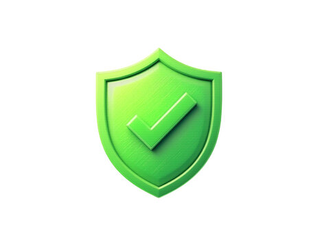 Green Shield with Check Mark Symbolizing Security and Safety
