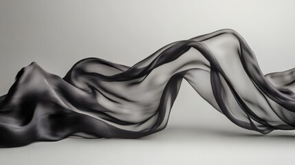 Aufkleber - Flowing silk fabrics create elegant waves against a soft neutral background for modern design inspiration and artistic exploration. Generative AI