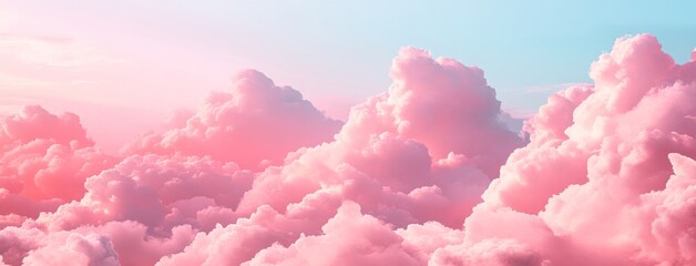 Wall Mural - beautiful sky with pink and white clouds, white background