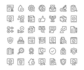Poster - quality control icons. outline symbols collection. premium vector line icons set