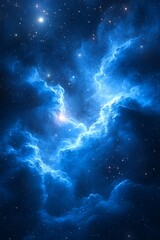 Canvas Print - stunning blue nebula with stars