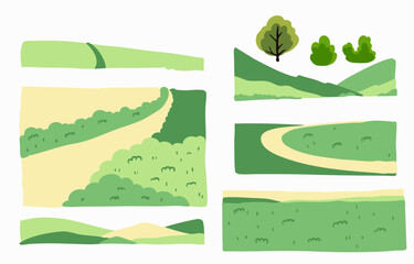 Wall Mural - grass and mountain landscape element object for spring season
