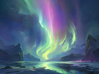 Wall Mural - fantasy landscape with moon and clouds