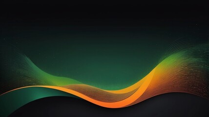 Leinwandbilder - retro gradient background with grain texture,green,orange gradient background shining colors abstract black waves dark background noise texture design header poster banner