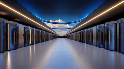 Canvas Print - futuristic data center with advanced servers and bright lighting