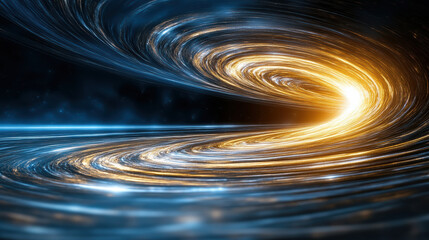 Wall Mural - stunning visualization of swirling galaxy with bright golden and blue hues