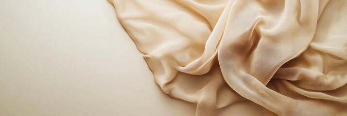Leinwandbilder - Flowing silk fabrics drape elegantly across a neutral background with soft lighting for refined displays and designs. Generative AI