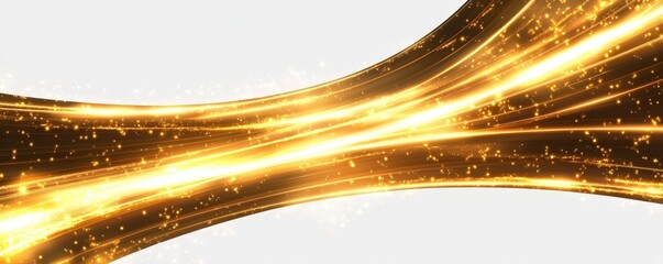 Poster - Golden Light Rays Glowing on White Background Creating Bright and Elegant Lines for Background Design or Artistic Applications